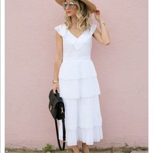 Banana Republic White Layered Midi Dress